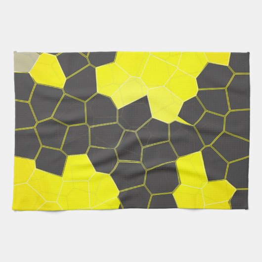 Minimalisme Abstracte gele grijze cellen Theedoek (Horizontaal)