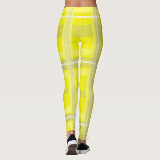 Minimalisme Abstracte gele grijze Leggings (Achterkant)