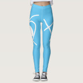Minimalisme Abstracte kunst Blauwe en Witte Leggin Leggings (Voorkant)