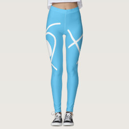Minimalisme Abstracte kunst Blauwe en Witte Leggin Leggings