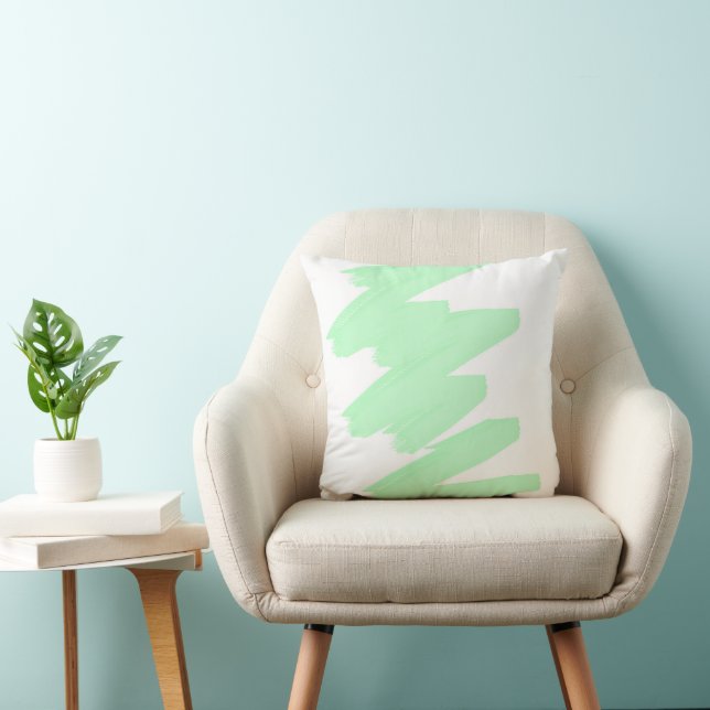 Minimalisme Abstracte kunst Bleek Turquoise Green Kussen (Stoel)