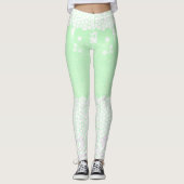 Minimalisme Abstracte kunst Bleek Turquoise Groene Leggings (Voorkant)
