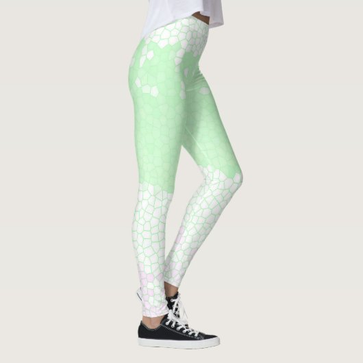 Minimalisme Abstracte kunst Bleek Turquoise Groene Leggings (Rechts)
