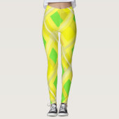 Minimalisme Abstracte Kunst Geel Groen Koraalblokk Leggings (Voorkant)
