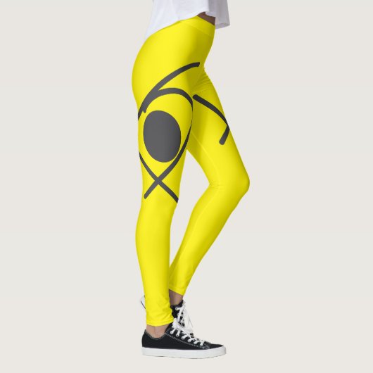 Minimalisme Abstracte kunst grijs en geel Leggings (Rechts)