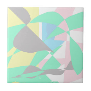 Minimalisme Abstracte kunst pasta grijs Turquoise  Tegeltje