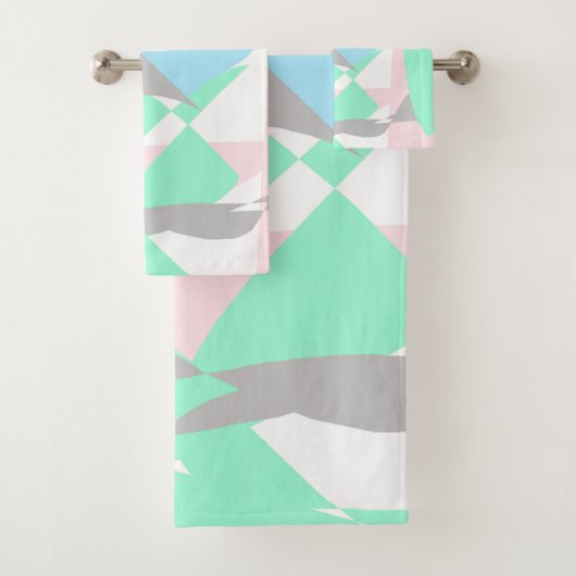 Minimalisme Abstracte Kunst Pastelgrijs Turquoise  Bad Handdoek (Insitu)