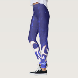 Minimalisme Abstracte kunstblauwe handtekening Leggings
