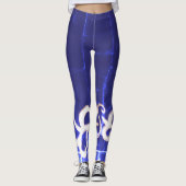 Minimalisme Abstracte kunstblauwe handtekening Leggings (Voorkant)