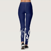 Minimalisme Abstracte kunstblauwe handtekening Leggings (Achterkant)