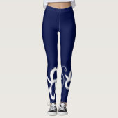 Minimalisme Abstracte kunstblauwe handtekening Leggings (Voorkant)