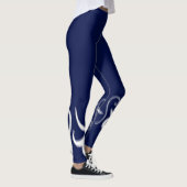 Minimalisme Abstracte kunstblauwe handtekening Leggings (Rechts)
