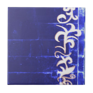 Minimalisme Abstracte kunstblauwe handtekening Tegeltje