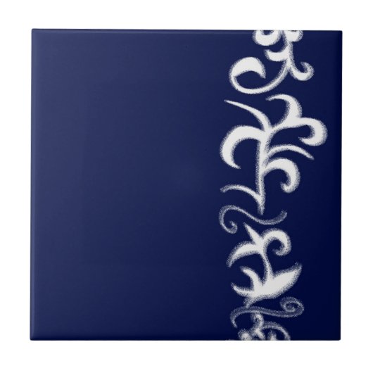 Minimalisme Abstracte kunstblauwe handtekening Tegeltje (Voorkant)