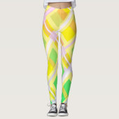 Minimalisme Abstracte kunstgele Paarse blokken Leggings (Voorkant)