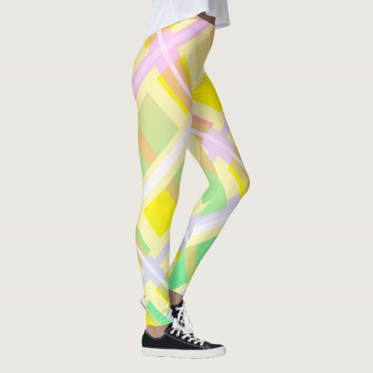 Minimalisme Abstracte kunstgele Paarse blokken Leggings (Rechts)