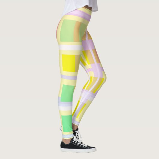 Minimalisme Abstracte kunstgele Paarse blokken Leggings (Rechts)