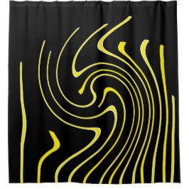Minimalisme abstracte kunstzwarte witte gele linne douchegordijn