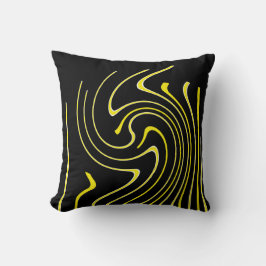 Minimalisme abstracte kunstzwarte witte gele linne kussen