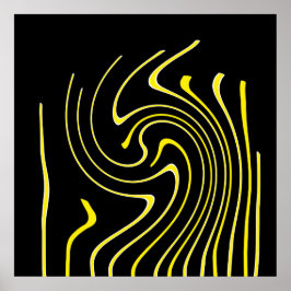 Minimalisme abstracte kunstzwarte witte gele linne poster