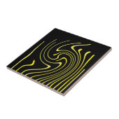 Minimalisme abstracte kunstzwarte witte gele linne tegeltje (Zijkant)