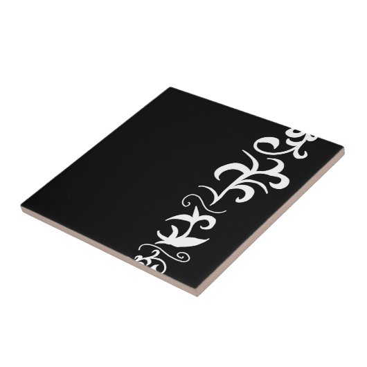 Minimalisme Abstracte zwarte kunsttekening Tegeltje (Zijkant)