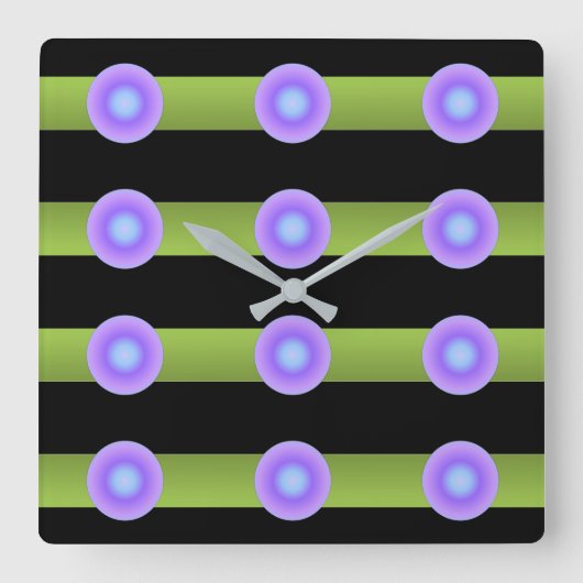 Minimalisme Avant-Garde Lime Green en Indigo Vierkante Klok (Voorkant)