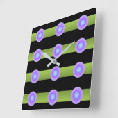 Minimalisme Avant-Garde Lime Green en Indigo Vierkante Klok (Hoek)