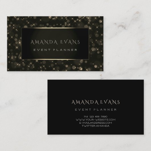 Minimalisme Beauty Black Framed Golden Spark Sepia Visitekaartje (Voorkant / Achterkant)