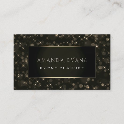 Minimalisme Beauty Black Framed Golden Spark Sepia Visitekaartje (Voorkant)