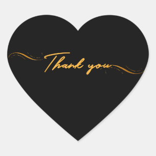 Minimalisme Bedankt Script Gold Typography Hart Sticker