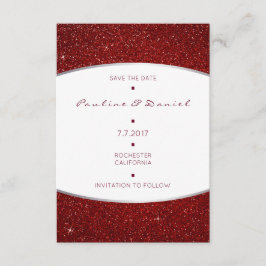Minimalisme bespaart de Datum Silver Red Glitter Save The Date
