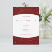 Minimalisme bespaart de Datum Silver Red Glitter Save The Date (Staand voorkant)