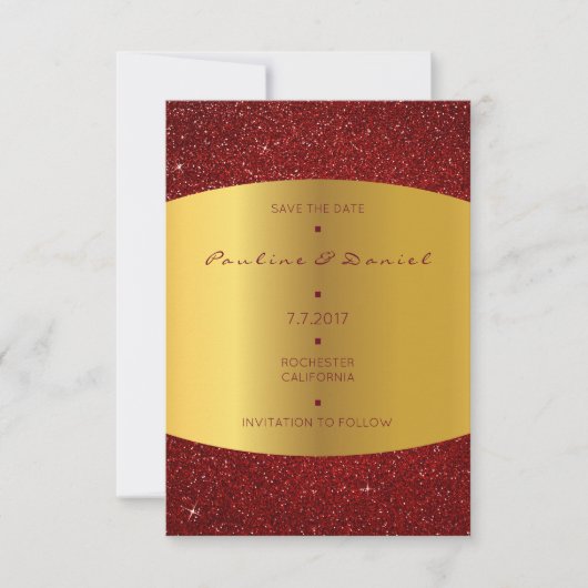 Minimalisme bespaart de datum van de gouden rode g save the date (Voorkant)