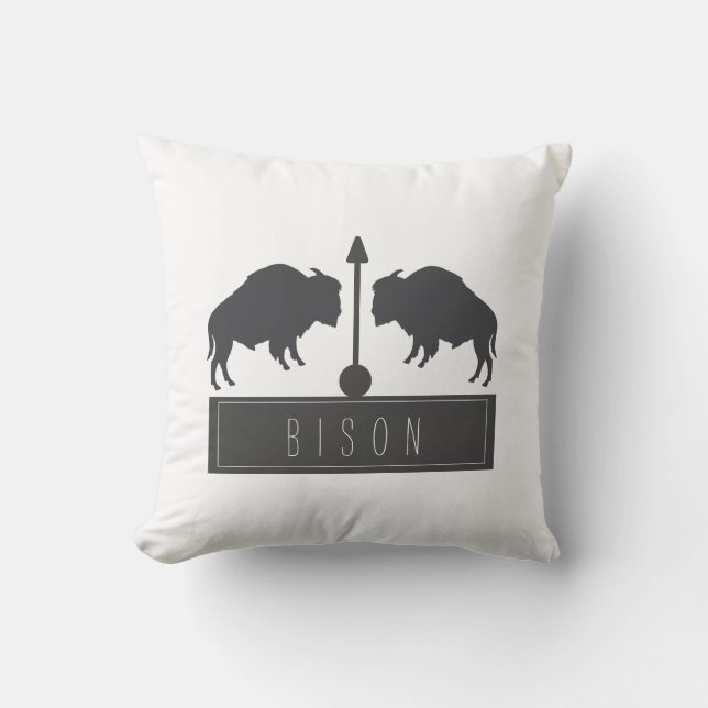 Minimalisme Bison Bisons Arrow Kussen (Voorkant)