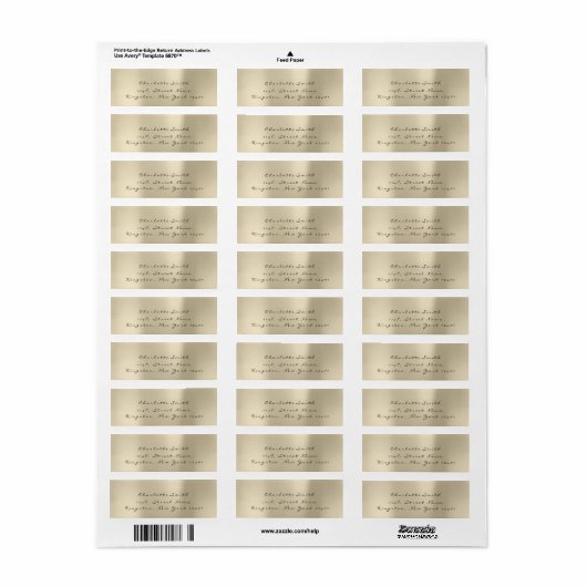 Minimalisme Black RSVP Champaigne Sepia Gold Etiket (Full Sheet)