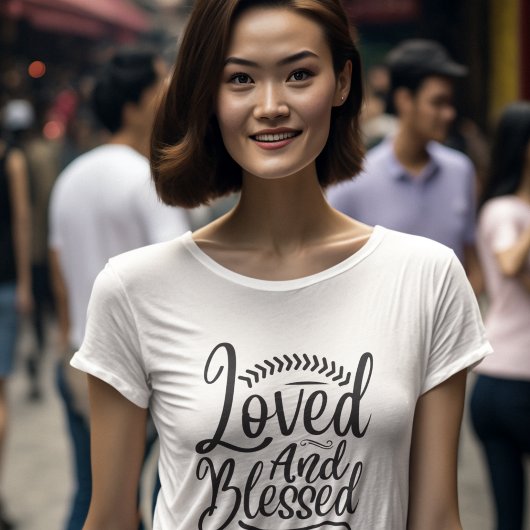 Minimalisme Black White Loved and Blessed T-shirt