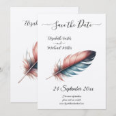 Minimalisme Blush Veer Elegante Trouwdag Save The Date (Voorkant / Achterkant)