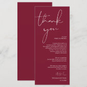 Minimalisme Bourgogne Script Plaats instelling Dan Programmakaart (Voorkant / Achterkant)