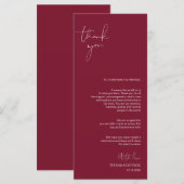 Minimalisme Bourgogne Script Plaats instelling Dan Programmakaart (Voorkant / Achterkant)