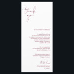 Minimalisme Bourgogne Script Plaats instelling Dan Programmakaart<br><div class="desc">(Alle kleuren zijn aanpasbaar) Modern Minimalism Script Place Settings Thank You Card. Deel de liefde en show uw waardering voor uw gasten, wanneer ze gaan zitten aan hun stoel en lees deze gepersonaliseerde charmante plaats. Dank u kaart. Het is een prachtige manier om je speciale feestdag af te trappen! Bezoek...</div>