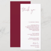 Minimalisme Bourgogne Script Plaats instelling Dan Programmakaart (Voorkant / Achterkant)