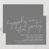 Minimalisme Donkergrijs, Bruiloft Elopement Feest Kaart (Voorkant / Achterkant)