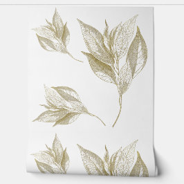 Minimalisme Elegant gebladerte in gouden tinten Behang