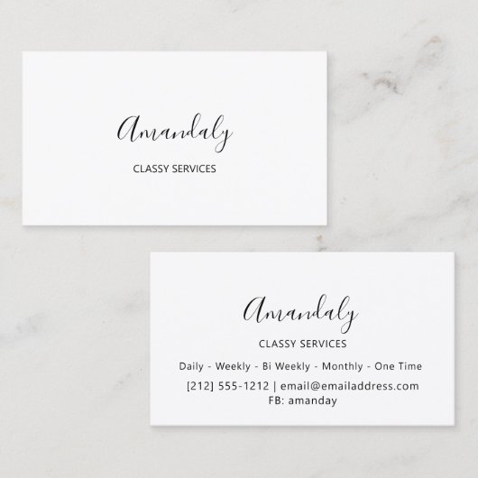 Minimalisme Elegant Script Makeup Black White Visitekaartje (Voorkant / Achterkant)