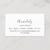 Minimalisme Elegant Script Makeup Black White Visitekaartje (Achterkant)