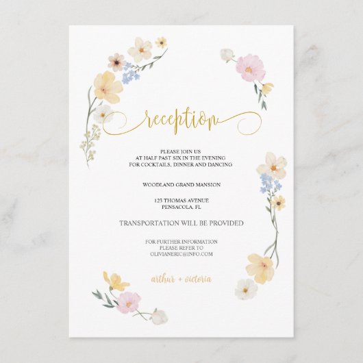 Minimalisme en bloemen bruiloft RECEPTIE KAART (Voorkant)