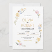 Minimalisme en bloemen bruiloft uitnodiging (Voorkant)