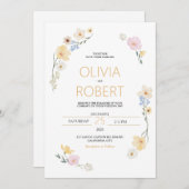 Minimalisme en bloemen bruiloft uitnodiging (Voorkant / Achterkant)