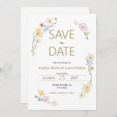 Minimalisme en bloemen Save The Date Uitnodiging (Voorkant / Achterkant)